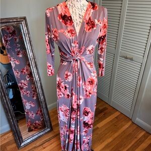 Peach Love California Floral Maxi Dress - Lavender and Pink